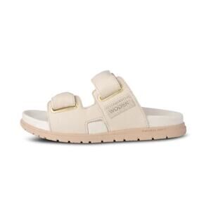 Woden Lisa Leather Ivory Sandals Size 8 NIB Chic Luxury Chunky Buckle Straps